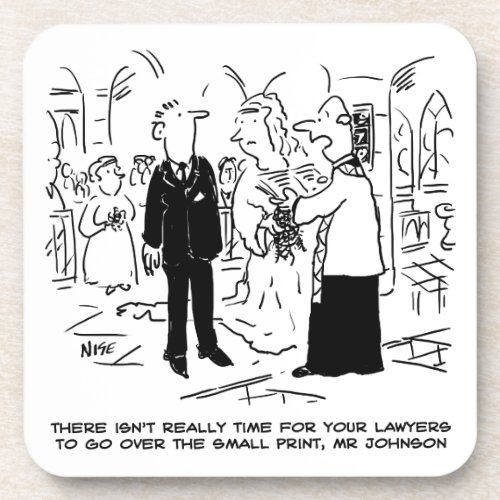 Church Service Wedding Vicar Says No to Lawyers Beverage Coaster