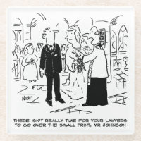 Church Service Wedding Vicar Says No to Lawyers Glass Coaster