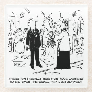 Church Service Wedding Vicar Says No to Lawyers Glass Coaster
