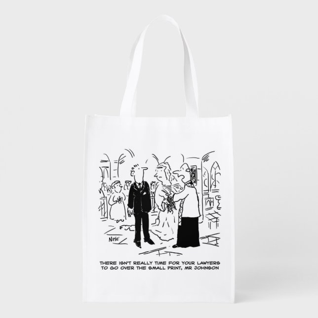 Church Service Wedding Vicar Says No to Lawyers Grocery Bag (Back)