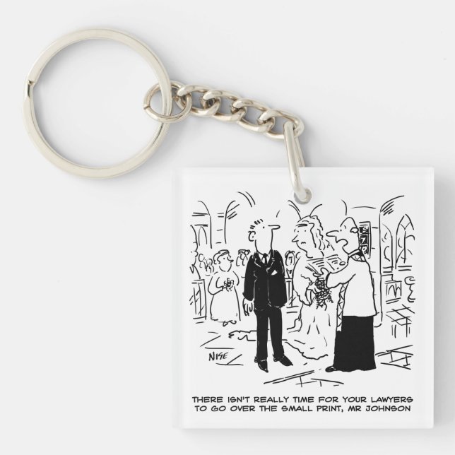 Church Service Wedding Vicar Says No to Lawyers Keychain (Front)