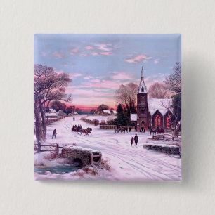 Church Services Christmas Eve Morning Button