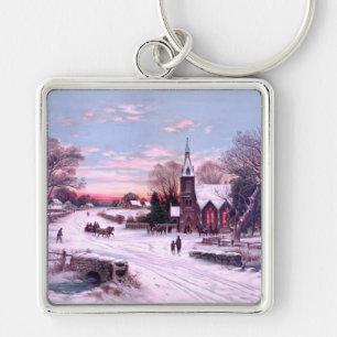 Church Services Christmas Eve Morning Keychain