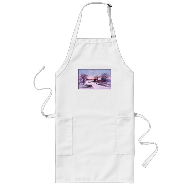 Church Services Christmas Eve Morning Long Apron (Front)