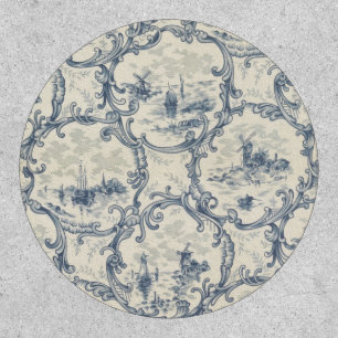 Church & Ships,Windmill & Boats,Delft-inspired Patch