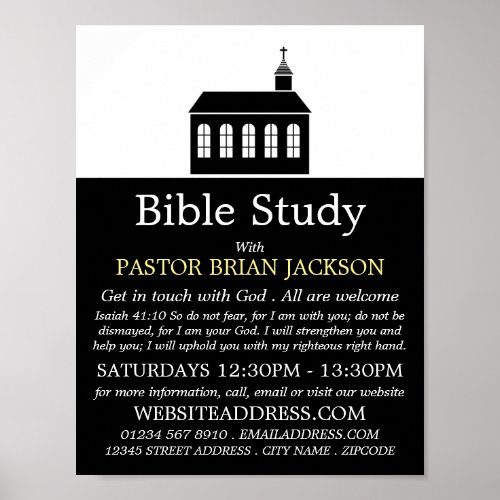 Church Silhouette Christian Bible Class Advert Poster