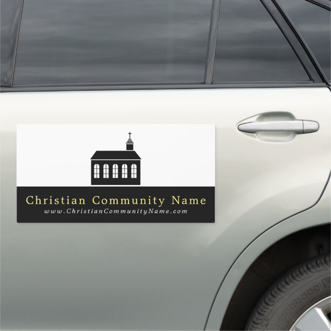 Church Silhouette, Christianity, Religious Car Magnet (In Situ)