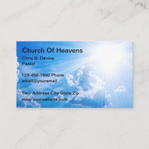 Church Sky Sun Light Beams Business Cards