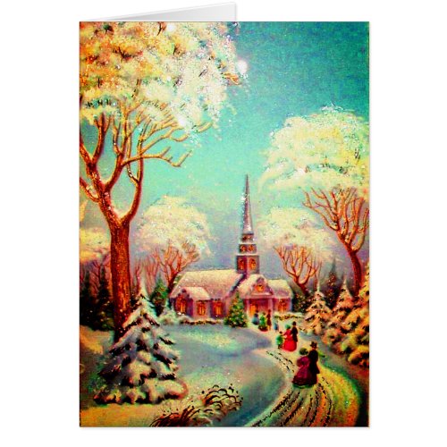 Church Snow Scene Vintage Art Reproduction