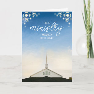 Church Spire & Blue Sky Pastor Appreciation Card
