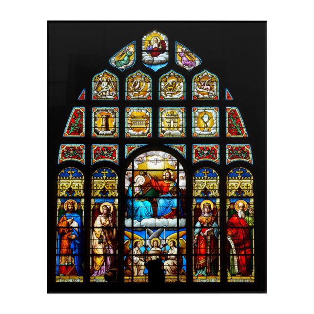 Church stained glass window acrylic print (Front)