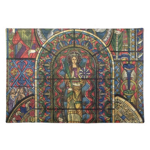 Church Stained Glass Window Vintage Architecture Cloth Placemat