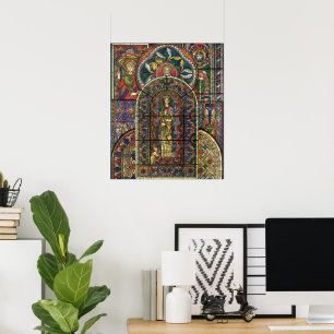 Church Stained Glass Window, Vintage Architecture Poster