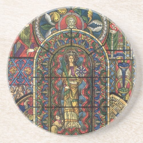 Church Stained Glass Window Vintage Architecture Sandstone Coaster