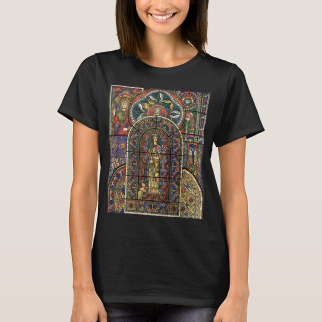Church Stained Glass Window, Vintage Architecture T-Shirt (Front)