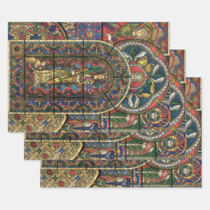 Church Stained Glass Window, Vintage Architecture Wrapping Paper Sheets