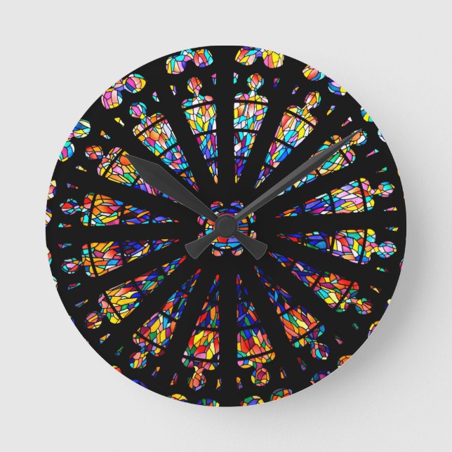 church stained glass windows colors round clock (Front)