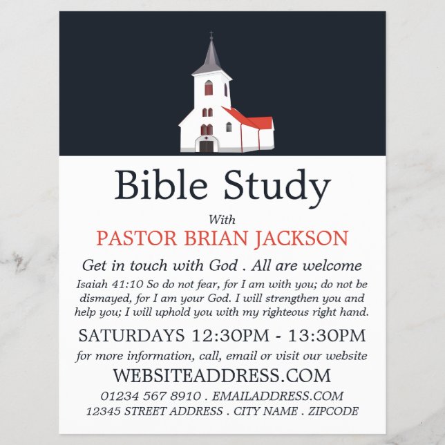 Church Steeple, Christian Bible Class Advert Flyer (Front)