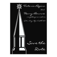 Church Steeple Save the Date Invitation Black