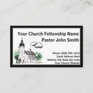 Church Steeple Watercolor Church Business Cards