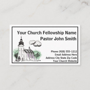 Church Steeple Watercolor Church Business Cards
