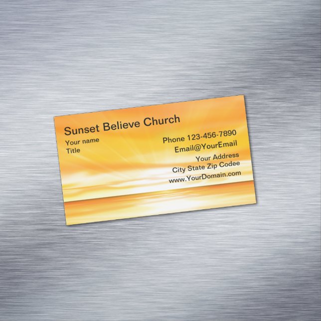 Church Sunset Business Card Magnets (In Situ)