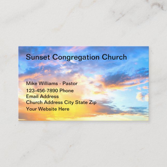 Church Sunset Scenic Business Cards (Front)