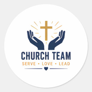 Church Team Serve Love Lead Christian Classic Round Sticker