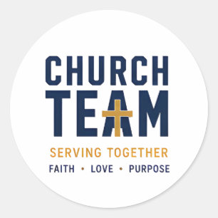 Church Team Serving Together Faith Based Design Classic Round Sticker