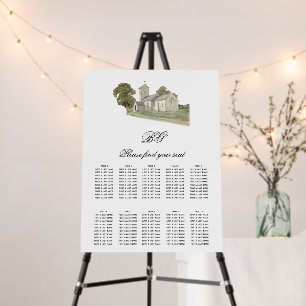Church Traditional Monogram Wedding Seating Chart Foam Board