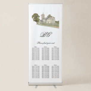 Church Traditional Monogram Wedding Seating Chart Retractable Banner