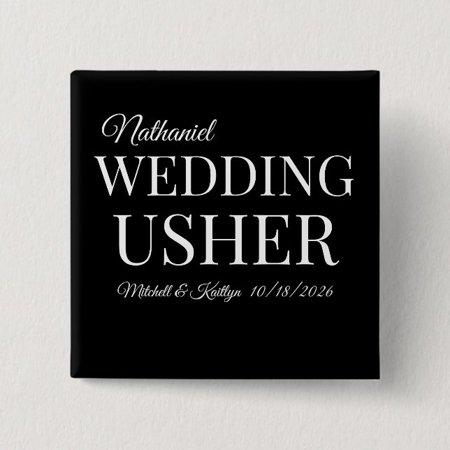 Church Usher Wedding Button (Front)