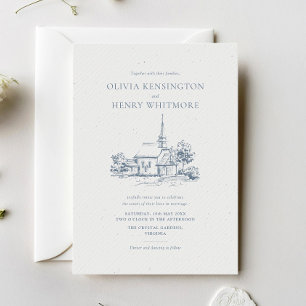 Church Venue Sketch Minimalist Wedding Invitation
