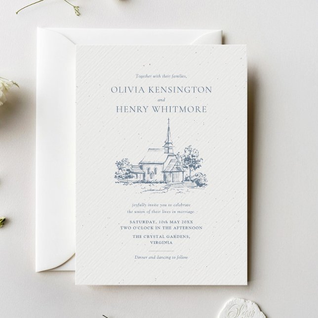 Church Venue Sketch Minimalist Wedding Invitation (Creator Uploaded)