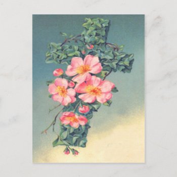 Church Vines Pink Flowers Christian Leaves Postcard by kinhinputainwelte at Zazzle