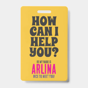 Church Volunteer Guest Services ID Badge Yellow