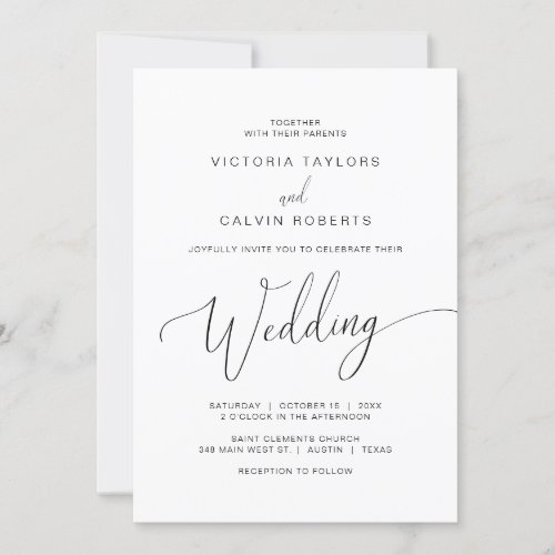 Church Wedding Ceremony Celebration Black Script Invitation