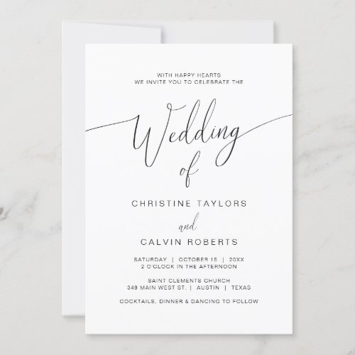 Church Wedding Ceremony Celebration Modern Script Invitation