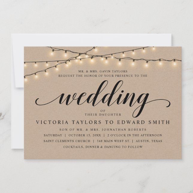 Church Wedding Ceremony, Parents Hosting, Kraft In Invitation (Front)