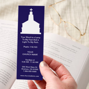 Church Welcome Custom Bible Verse & Contact Info Bookmarks