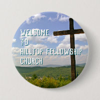 Church Welcome Pin Wooden Cross Custom Text