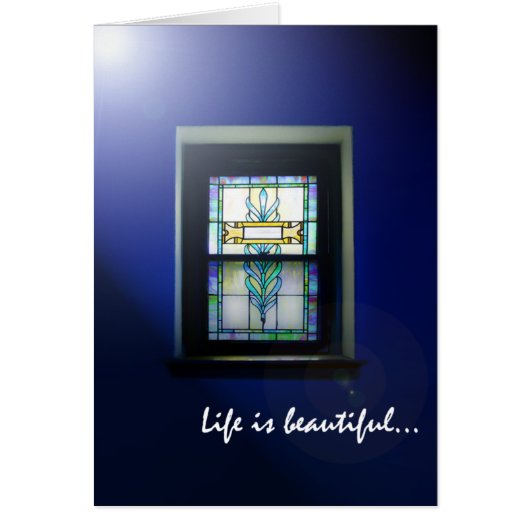 CHURCH WINDOW BLUE - Customized Cards (Front)