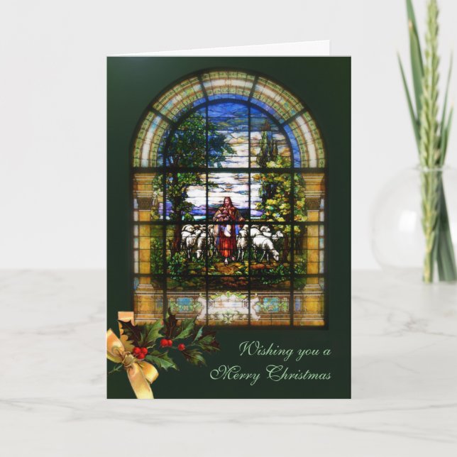 CHURCH WINDOW - CHRISTMAS LAMB HOLIDAY CARD (Front)