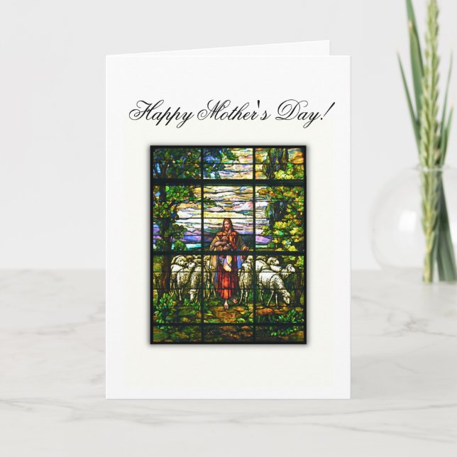 CHURCH WINDOW - EASTER LAMB - Customized Holiday Card (Front)