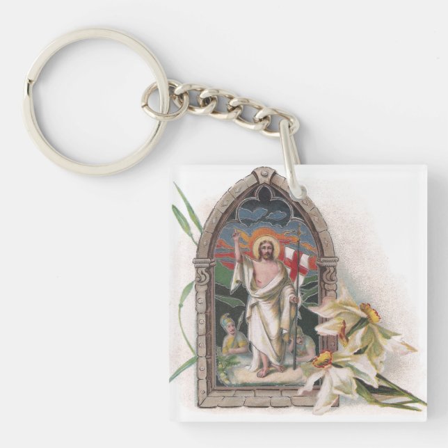 Church Window Resurrection of Christ Keychain (Front)