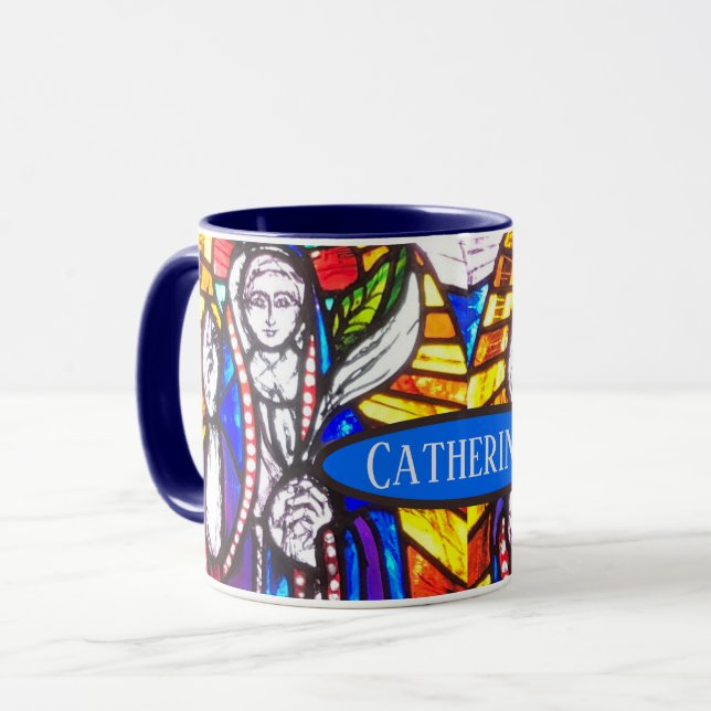 Church Window Stained Glass Design Mug (Front Left)