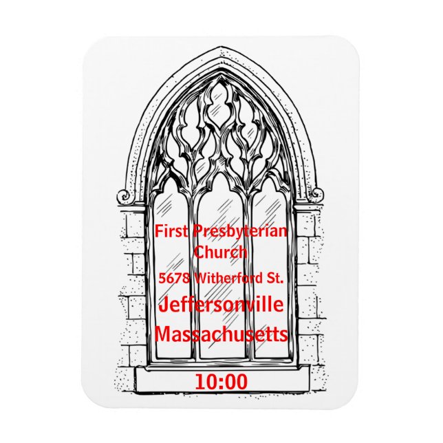 Church Window With Church Details - Customizable Magnet (Vertical)