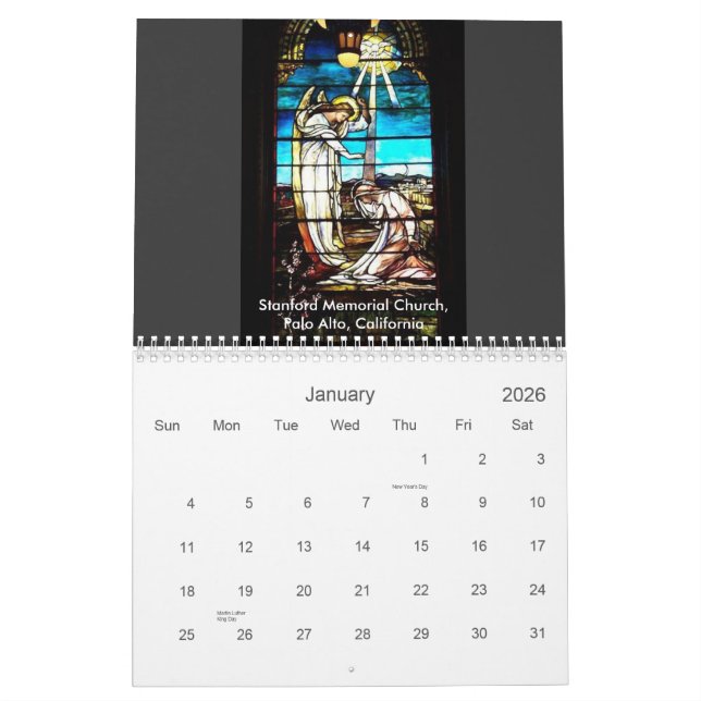 Church Windows Calendar (Jan 2026)