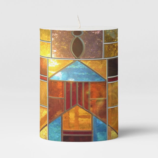 Church windows pillar candle (Front)
