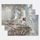 Church Winter Wonderland Decoupage  Wrapping Paper Sheets